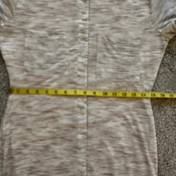 Lovers and Friends Kayce Midi Dress Jersey Knit Button Down Marled Natural Med - Picture 14 of 16